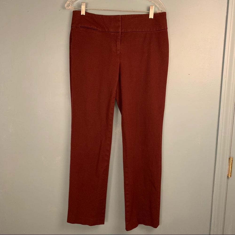 🤍 Ann Taylor Loft Maroon Red Pants Julie Straight Skinny Stretchy 6